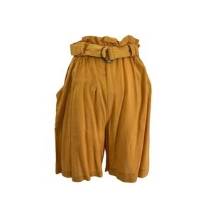 vintage 90s belted shorts pleated high rise mustard yellow